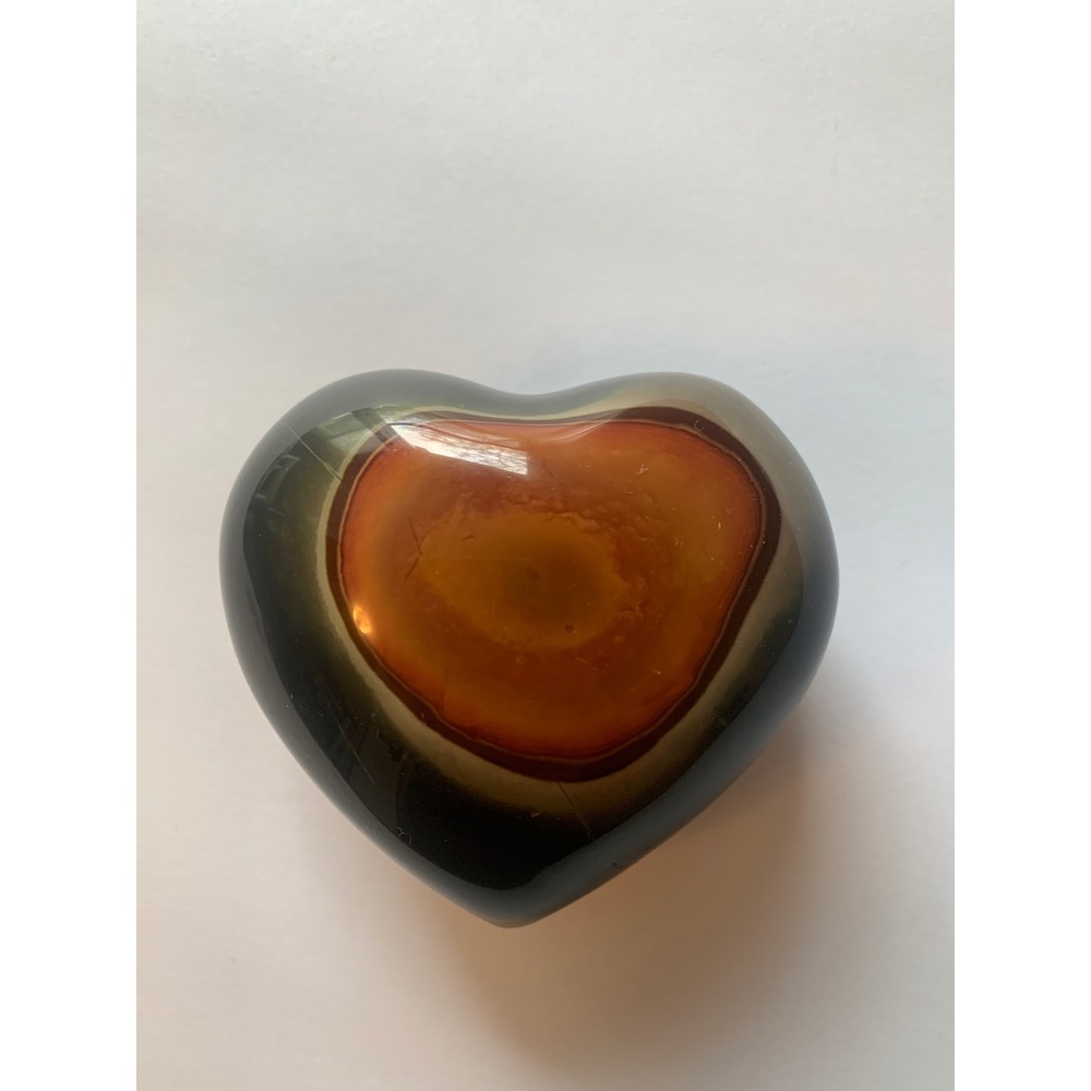 Polychrome Jasper Heart Crystal Polished Bullseye‎ Pattern Desert Jasper Stone